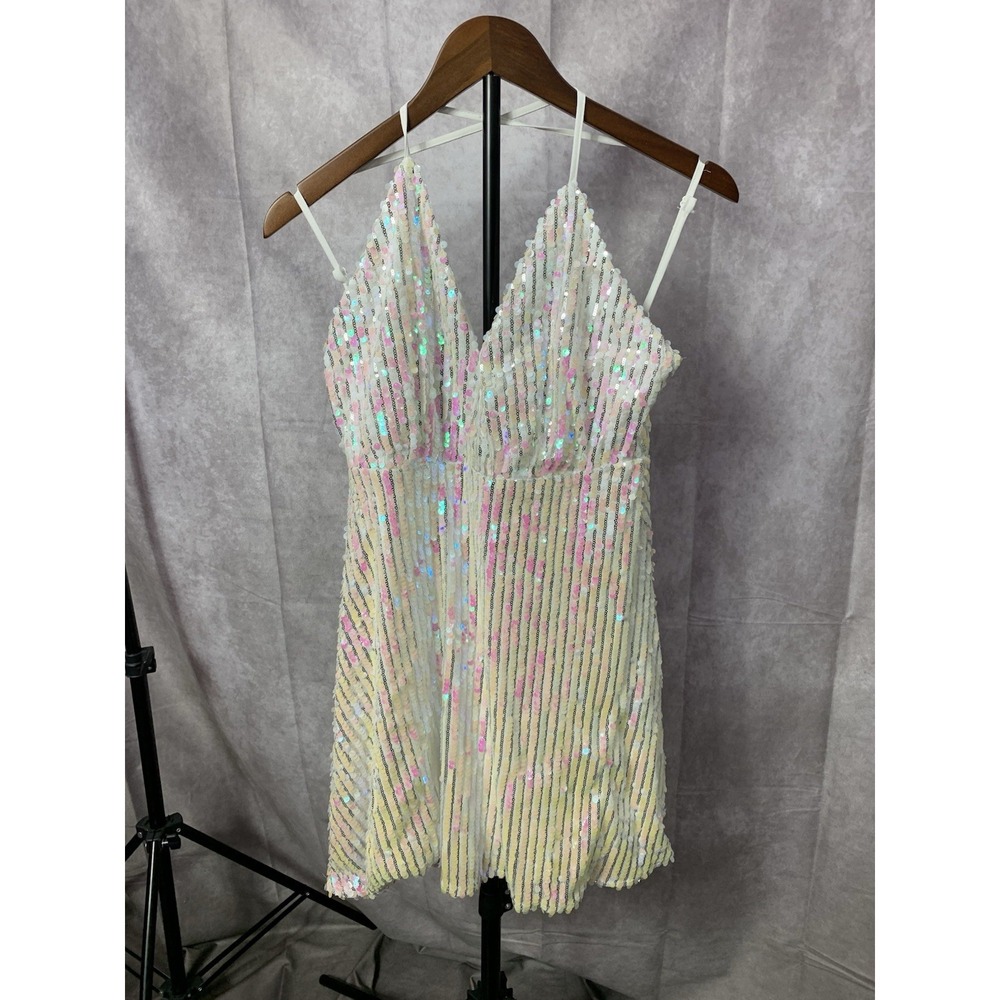 Southern Fried Chics White Sequined Mini/slip Dress